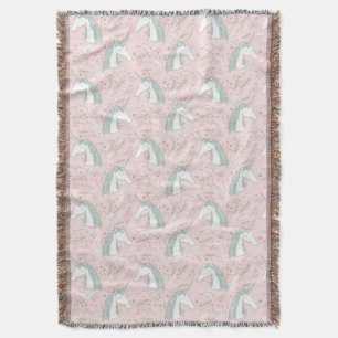 Sweet Floral Unicorn Pattern Deken