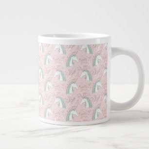 Sweet Floral Unicorn Pattern Extra Grote Beker