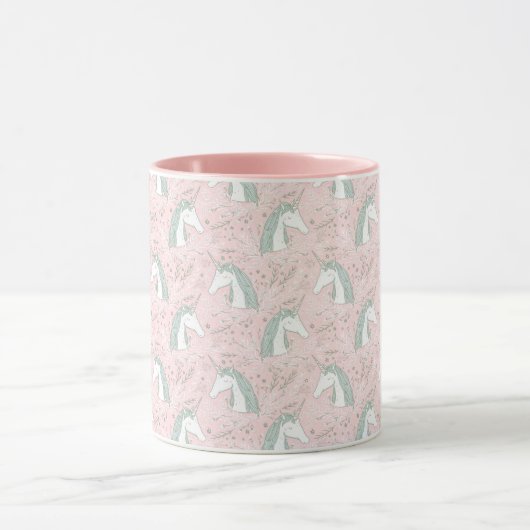 Sweet Floral Unicorn Pattern Mok (Midden)
