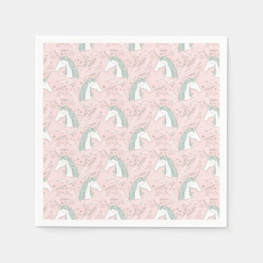 Sweet Floral Unicorn Pattern Servet (Voorkant)