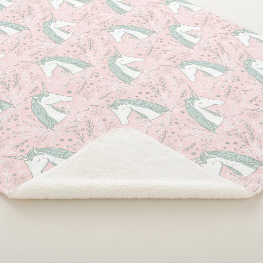 Sweet Floral Unicorn Pattern Sherpa Deken (3/4)