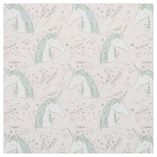 Sweet Floral Unicorn Pattern Stof