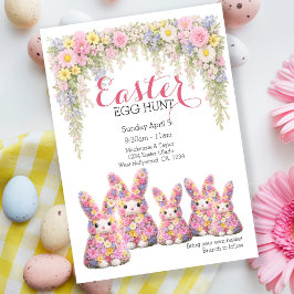 Sweet Flower Bunny Rabbit Easter Egg Hunt Lunch Kaart