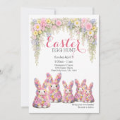 Sweet Flower Bunny Rabbit Easter Egg Hunt Lunch Kaart (Voorkant)