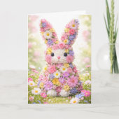 Sweet Flower Bunny Rabbit Easter Feestdagen Kaart (Voorkant)