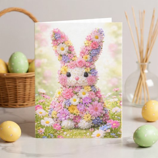 Sweet Flower Bunny Rabbit Easter Feestdagen Kaart