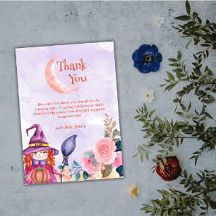 Sweet Flower Pumpkin Witch Baby shower Bedankkaart