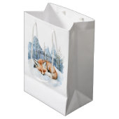 Sweet Fox Blue Christmas Snowflakes Medium Cadeauzakje (Voorkant Gekanteld)