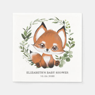 Sweet Fox Botanical Greenery Forest Baby Verjaarda Servet
