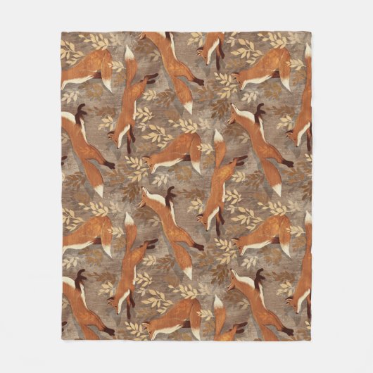 Sweet Fox Pattern in Herfst Neutrals Fleece Deken (Voorkant)
