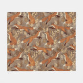 Sweet Fox Pattern in Herfst Neutrals Fleece Deken (Voorkant (Horizontaal))