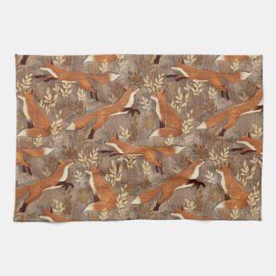Sweet Fox Pattern in Herfst Neutrals Theedoek