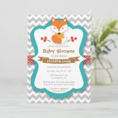 Sweet Fox Red & Turquoise Baby shower Invitation (Debout devant)