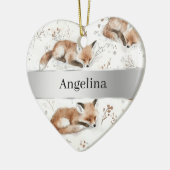 Sweet Fox Silver Ribbon Christmas Keramisch Ornament (Links)