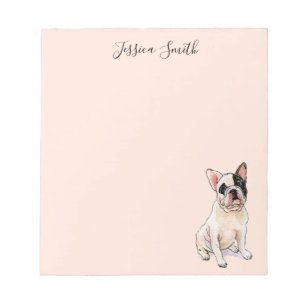 Sweet French Bulldog illustratie op roze Notitiebl Notitieblok