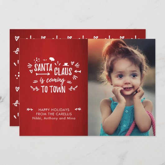 Sweet Fun Santa Claus komt naar de bioscoop Feestdagenkaart (Voorkant / Achterkant)