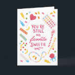Sweet Funny Millennial Candy Carte de voeux<br><div class="desc">Dites à votre ami, petite amie, petit ami ou partenaire que vous les adorez encore après tout ce temps. Comme les bonbons que tu mangeais quand tu étais enfant. Ce design rétro qui présente des illustrations colorées de bonbons travaille pour toutes les occasions, y compris les anniversaires, la Saint-Valentin et...</div>