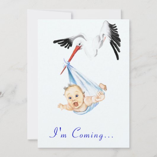 Sweet Funny Stork Baby shower Uitnodiging (Achterkant)