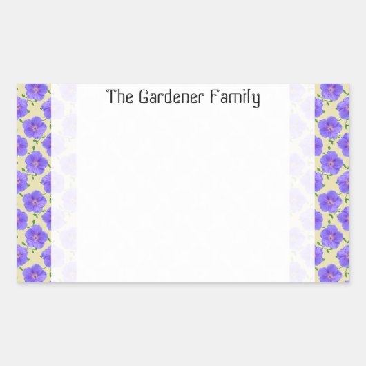 Sweet Garden Blue Geranium Bloem op elke kleur Rechthoekige Sticker (Voorkant)