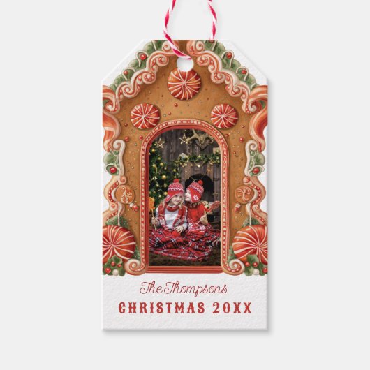 Sweet Gingerbread House Foto Cadeaulabel (Voorkant)