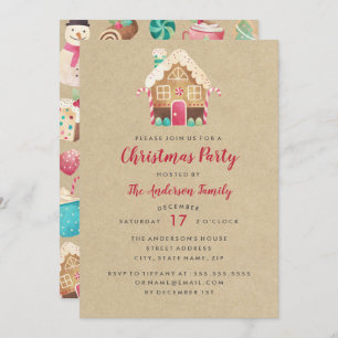 Sweet Gingerbread Maison Fête de Noël Invitation
