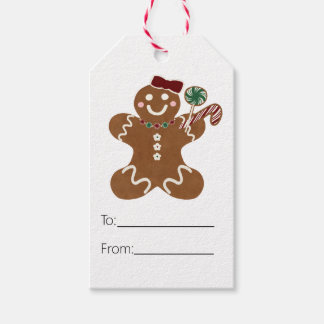 Sweet Gingerbread Meisje Waterverf Illustratie Cadeaulabel