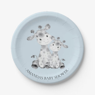 Sweet Giraffe Boys Baby shower 7" Bord