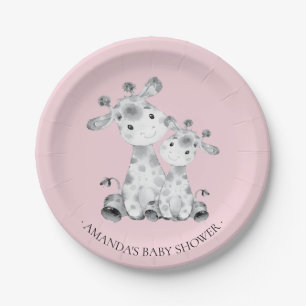 Sweet Giraffe Girls Baby shower 7-inch Bord