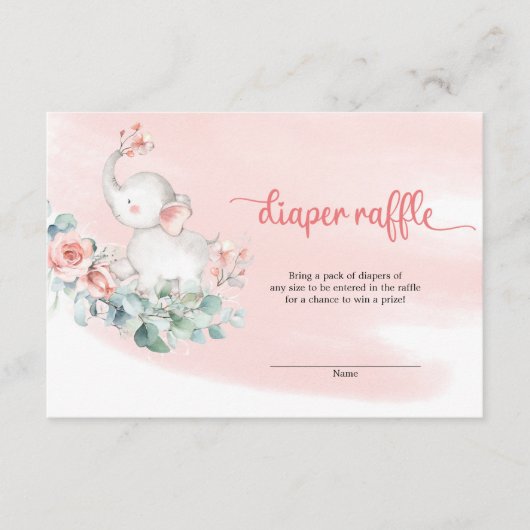 Sweet girl baby olifant eucalyptus diaper raffinag informatiekaartje (Voorkant)