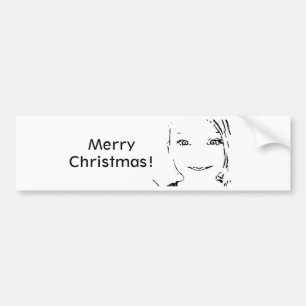 Sweet Girl, Black White Portret, Merry Kerstmis Bumpersticker