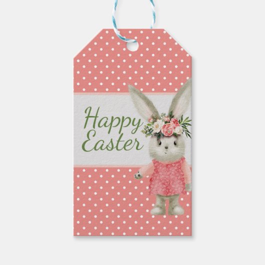 Sweet Girl Bunny Easter Pink Cadeaulabel (Voorkant)