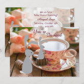 Sweet Girl Bunny Tea Cup Baby shower Invitation (Devant / Derrière)