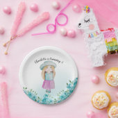 Sweet Girl Doll Waterverf Handgeschilderd Papieren Bordje (Feest)