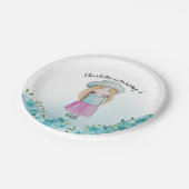 Sweet Girl Doll Waterverf Handgeschilderd Papieren Bordje (Gekanteld)