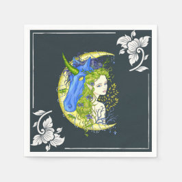 Sweet girl en eenhoorntekening servet