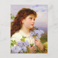 Sweet Girl met Lila bloemen kunst