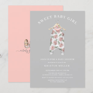 Sweet Girl Roos Romper Baby shower Kaart