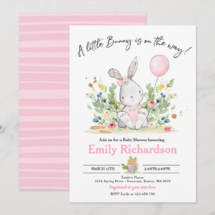 Sweet Girl Waterverf Bunny Baby shower Roze Kaart