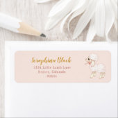 Sweet Girly Pink Bow Lamb Baby shower Label (Insitu)
