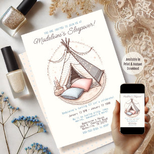 Sweet Girly Teepee Sleepover Party Verjaardag Kaart