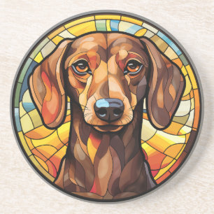 Sweet Glas in lood Dachsund Dog Zandsteen Onderzetter