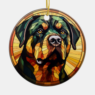 Sweet Glas in lood Dog Rottweiler Keramisch Ornament