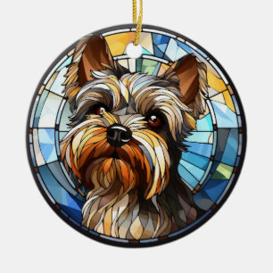 Sweet Glas in lood Dog Yorkshire Terrier Keramisch Ornament