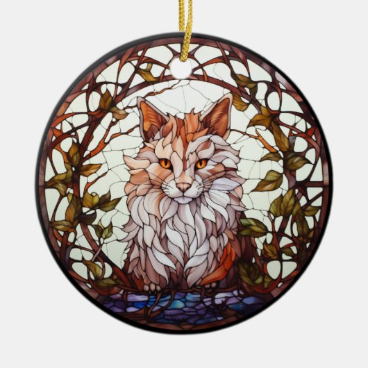 Sweet Glas in lood Forest Cat Keramisch Ornament (Voorkant)