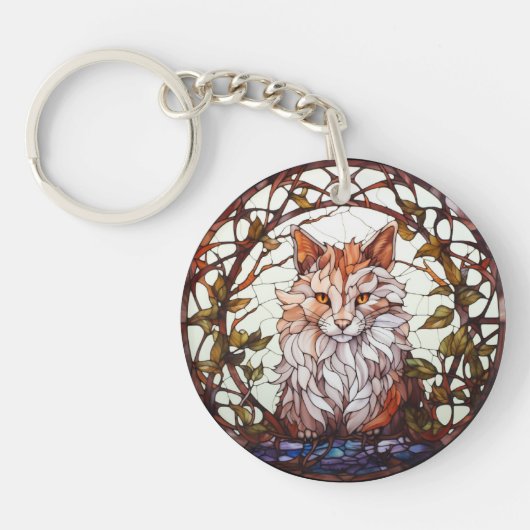 Sweet Glas in lood Forest Cat Sleutelhanger (Voorkant)