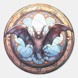 Sweet Glas in lood Spooky Flying Bat Ronde Sticker