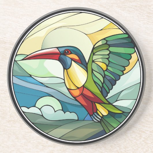 Sweet Glas in lood Toucan Bird Zandsteen Onderzetter (Voorkant)