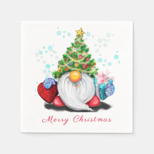 Sweet Gnome met Pet met kerstbomen en cadeautjes Servet