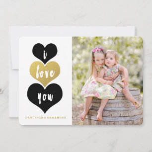 Sweet Gold Heart Carte photo de la Saint Valenti