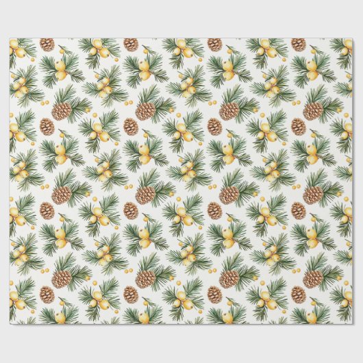 Sweet Gold Honey Yellow Pine Cones Christmas Cadeaupapier (Vlak)
